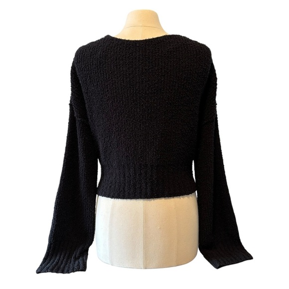 Free People | Sensual Wrap Sweater | Black Boucle Knit | Size S/M (No Tag) - Picture 4 of 8